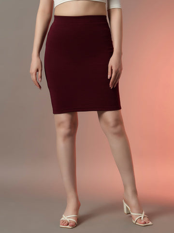 Wine Fitted Skirt for Women | Sleek & Elegant Pencil Skirt