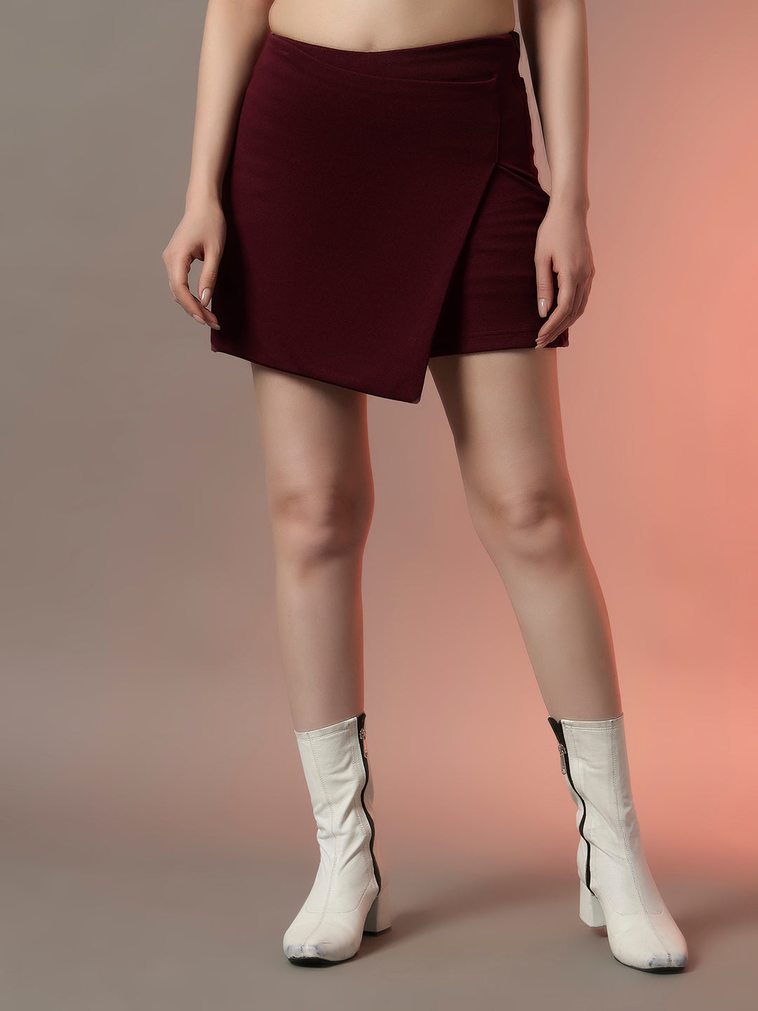 Wine Cross Over Stylish & Comfortable Hybrid Skort
