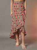 Wrap Around Tie-Up Skirt - Red