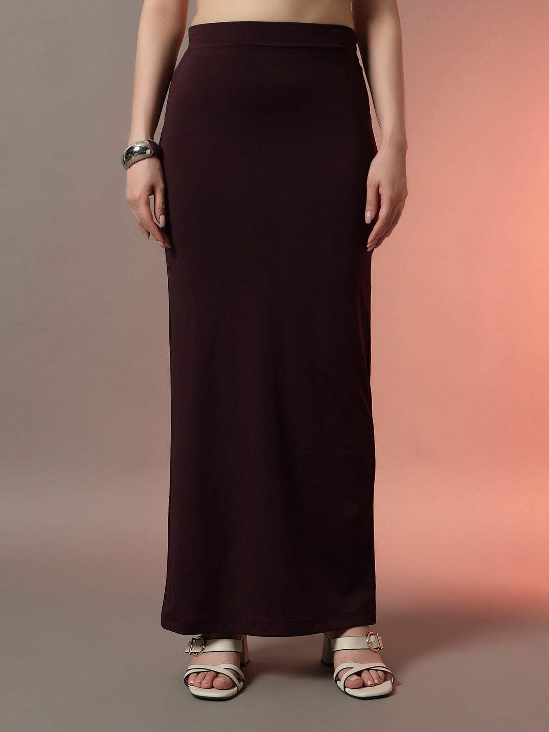 Burgundy Maxi Flowing Full-Length Skirt