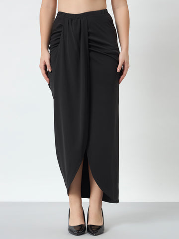 Drape Stretch Skirt - Black