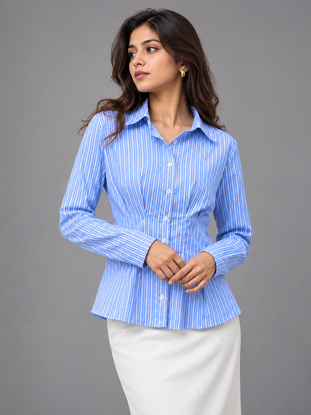 Striped Long Sleeves Shirt - Blue