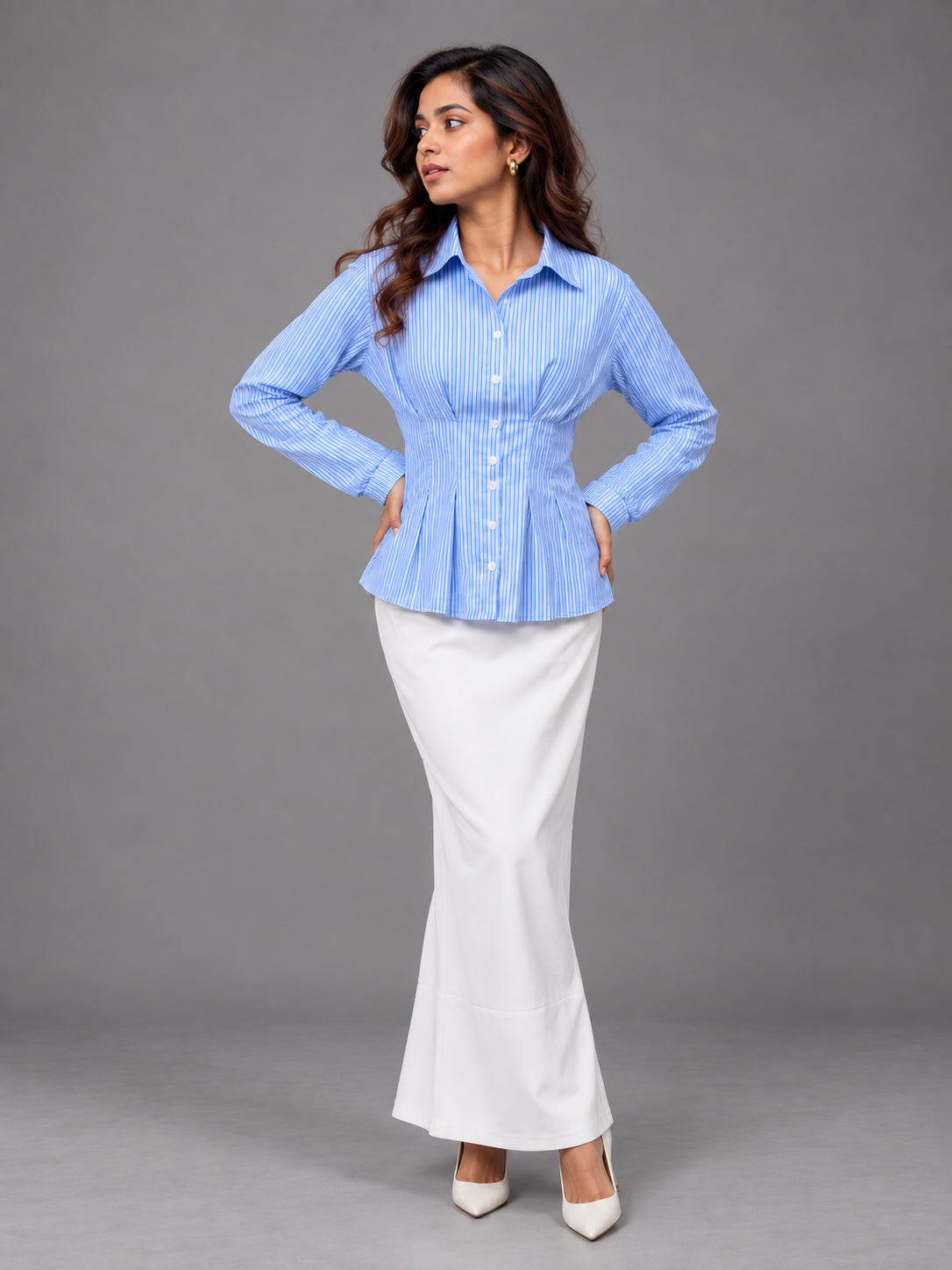 Striped Long Sleeves Shirt - Blue