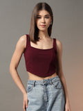 Corset Style Top - Burgundy