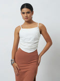 Red Party Wear Cowl Top - Off-White