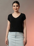 High Low Hem Top - Black