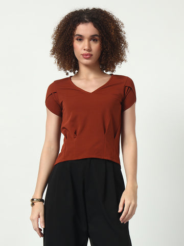 High Low Hem Top - Rust