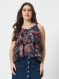 Tie-Up Tiered Top - Black