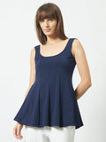 Sculpted Fit & Flare Top - Navy