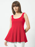 Sculpted Fit & Flare Top - Red