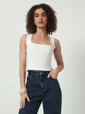 Wide Strap Crop Top - White