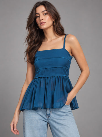 Breeze Peplum Top - Blue