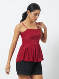 Trend Arrest Women Breeze Peplum Top - Red