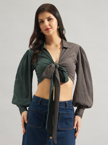 Trend Arrest Women Colorblock Shirt Style Top