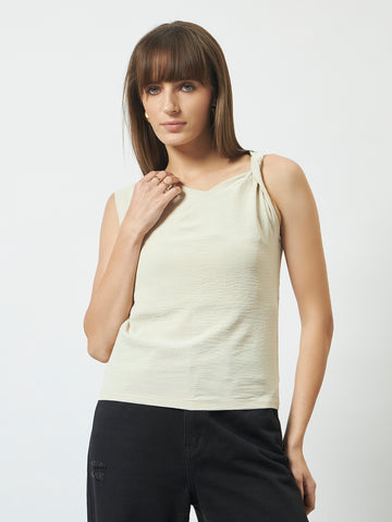 Trend Arrest Cream Twist-Detail Top