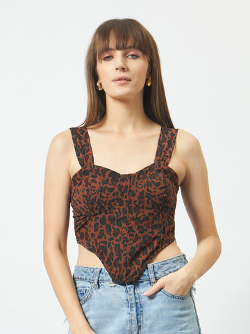 Trend Arrest Leopard Print Bustier Crop Top