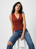 Wrap Button Detail Top - Rust