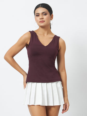 Trend Arrest V Neck Deep Back Top