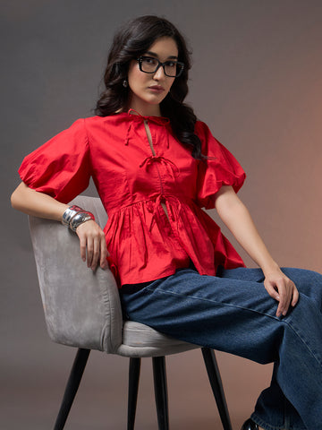 Tie-Up Peplum Top