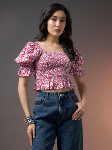 Puff Sleeve Smocked Top