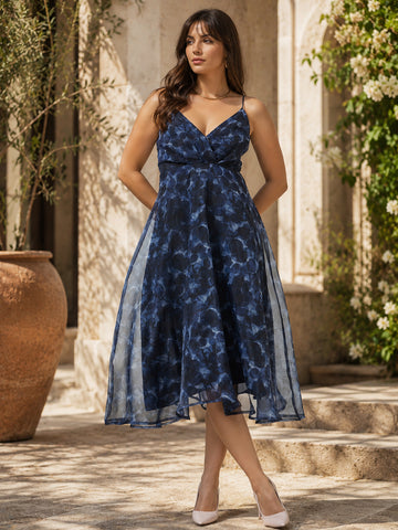 Fairy Floral Light & Flowy Printed Dress - Blue