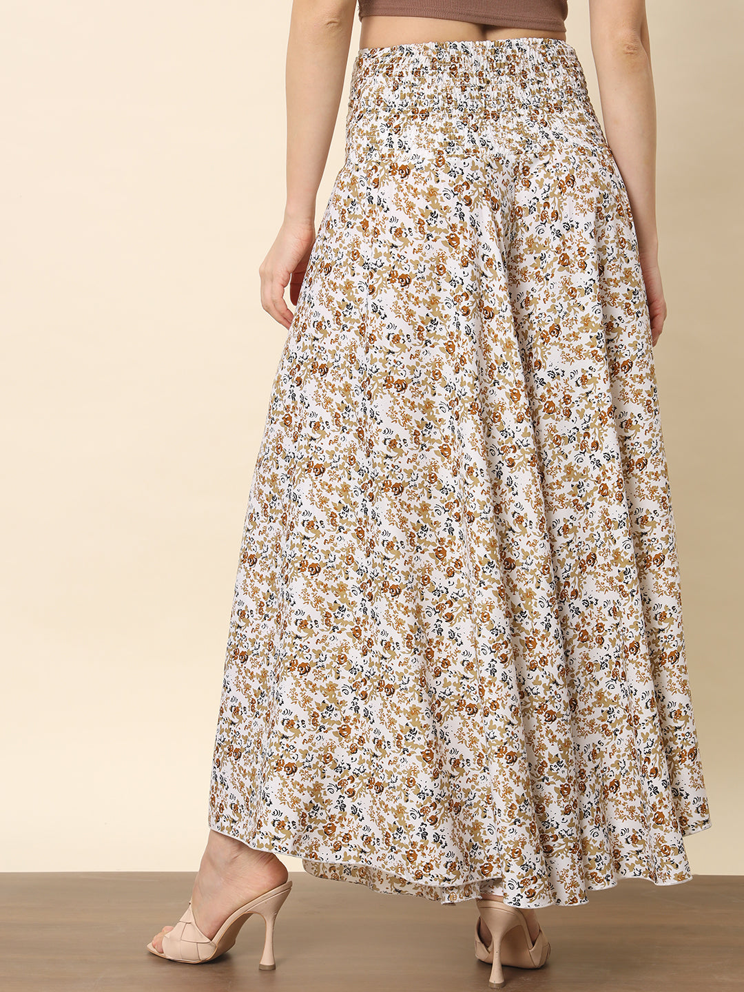 Printed Palazzo Pants - Off White
