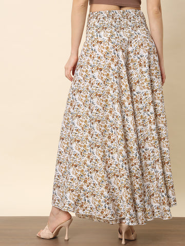 Printed Palazzo Pants - Off White