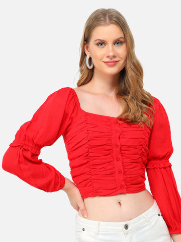 Red Ruching Top