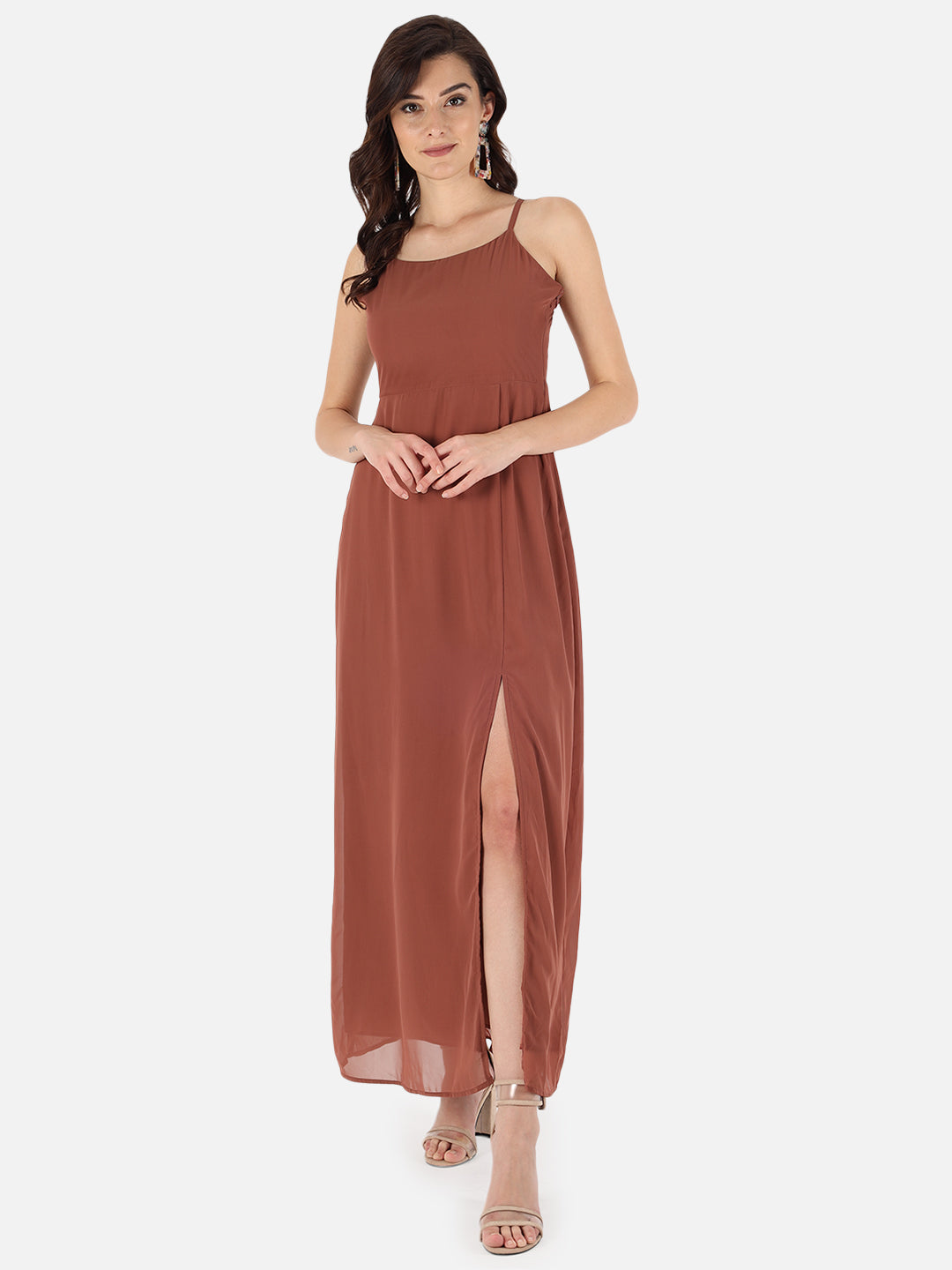 Buy WOMEN MAROON WESTERN FRONT SLIT DRESS WITH FASHION BELT Online In India  At Discounted Prices