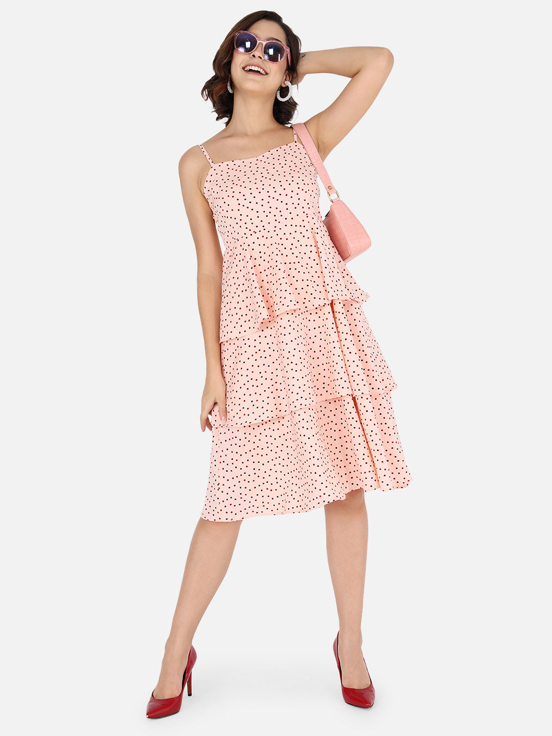 Polka Dots Barbie Pink Sleeveless 1950s Dress | KissProm