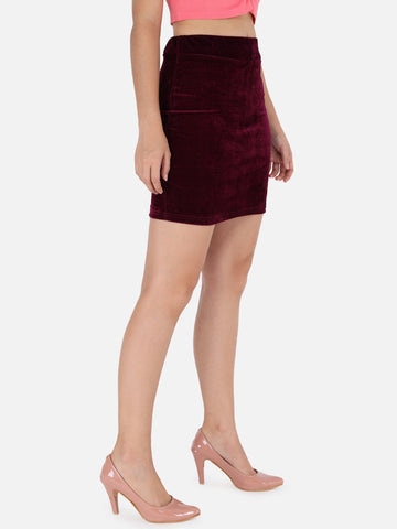 Solid Magenta Velvet Skirt