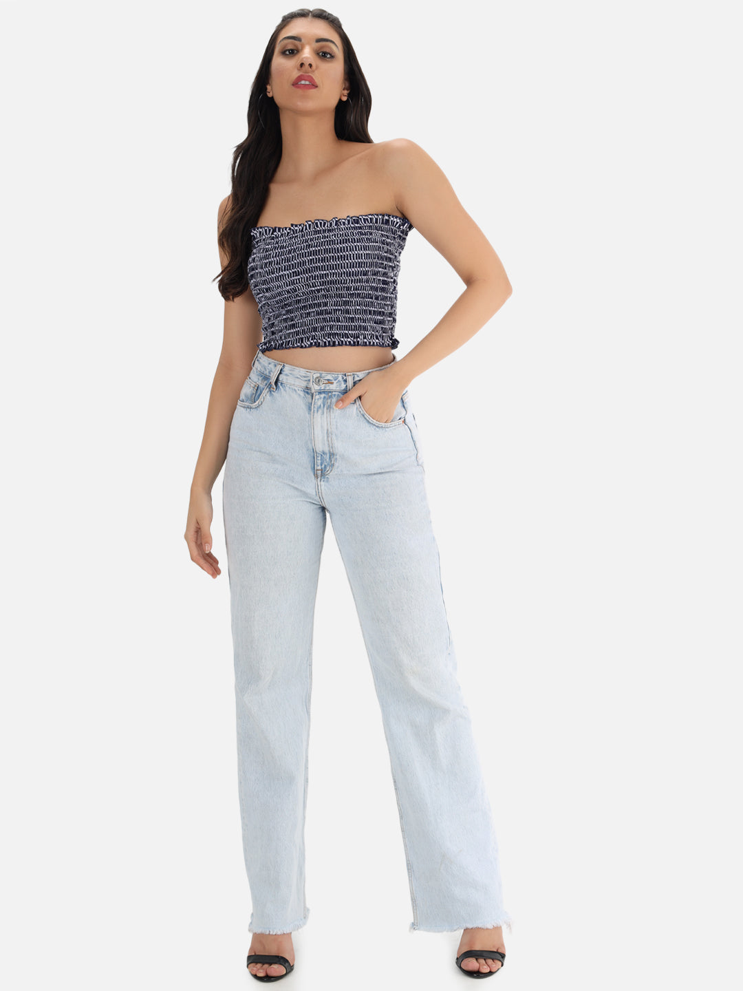 Abstract Navy Tube Top