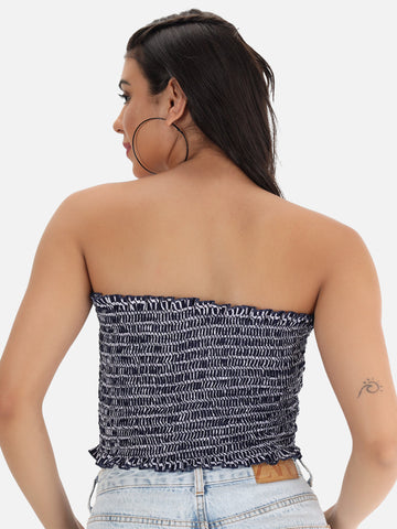 Abstract Navy Tube Top