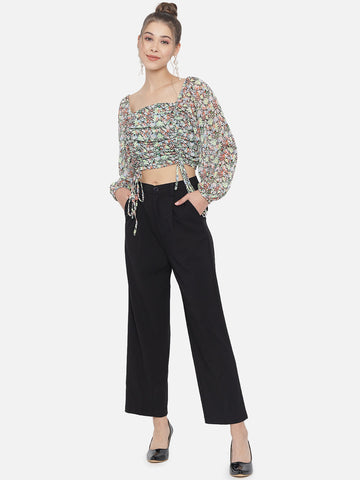 Multi Floral Ruching Top