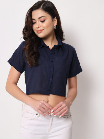 Solid Cropped Shirt