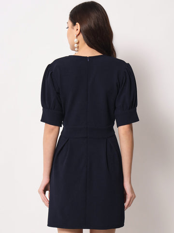 Navy Blue Overlap Dress