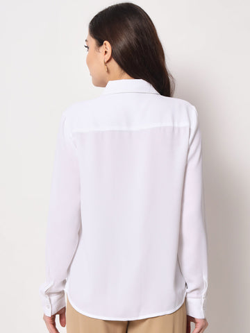 White Shirt with Metallic Collar Edges