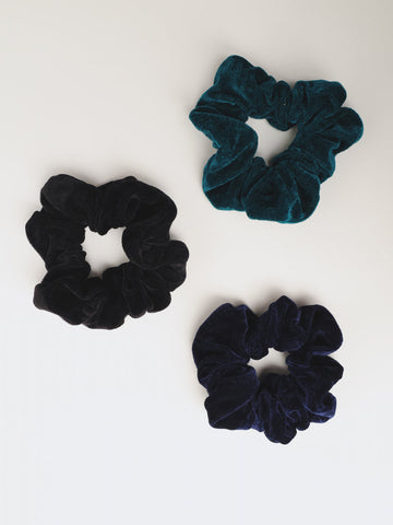 Set of 3 multi coloured Velvet Scrunchies