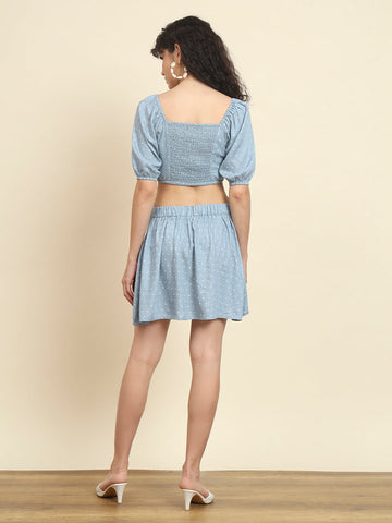 Blue Fit And Flare Dress