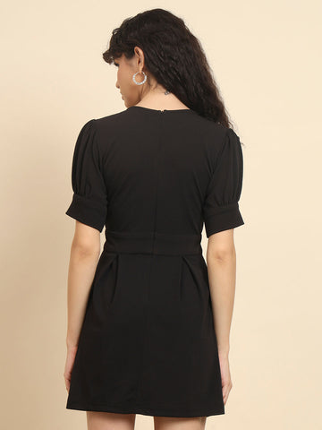 Black Overlap Dress