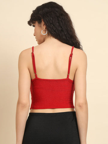Red Party Wear Cowl Top