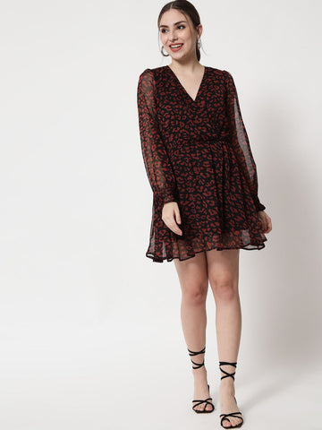 Overlap Animal Print Dress