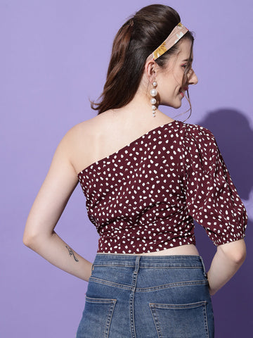 Wine-Printed Top
