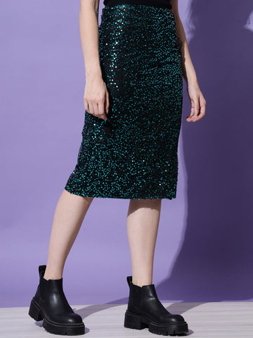 Green Sequin Party Skirt