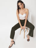 Cropped Bootcut Pants - Green