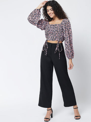 Pink Printed Ruching Top