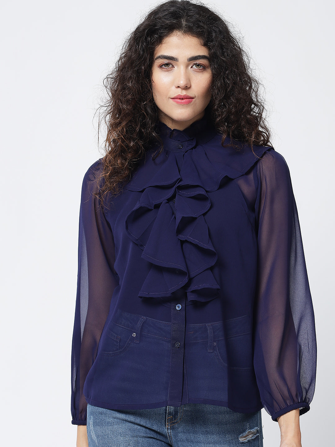 Blue Ruffled Top Navy Blue Ruffled Top