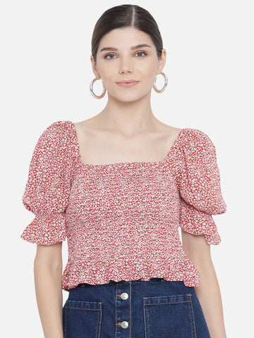 Ditsy Print Smoking Top