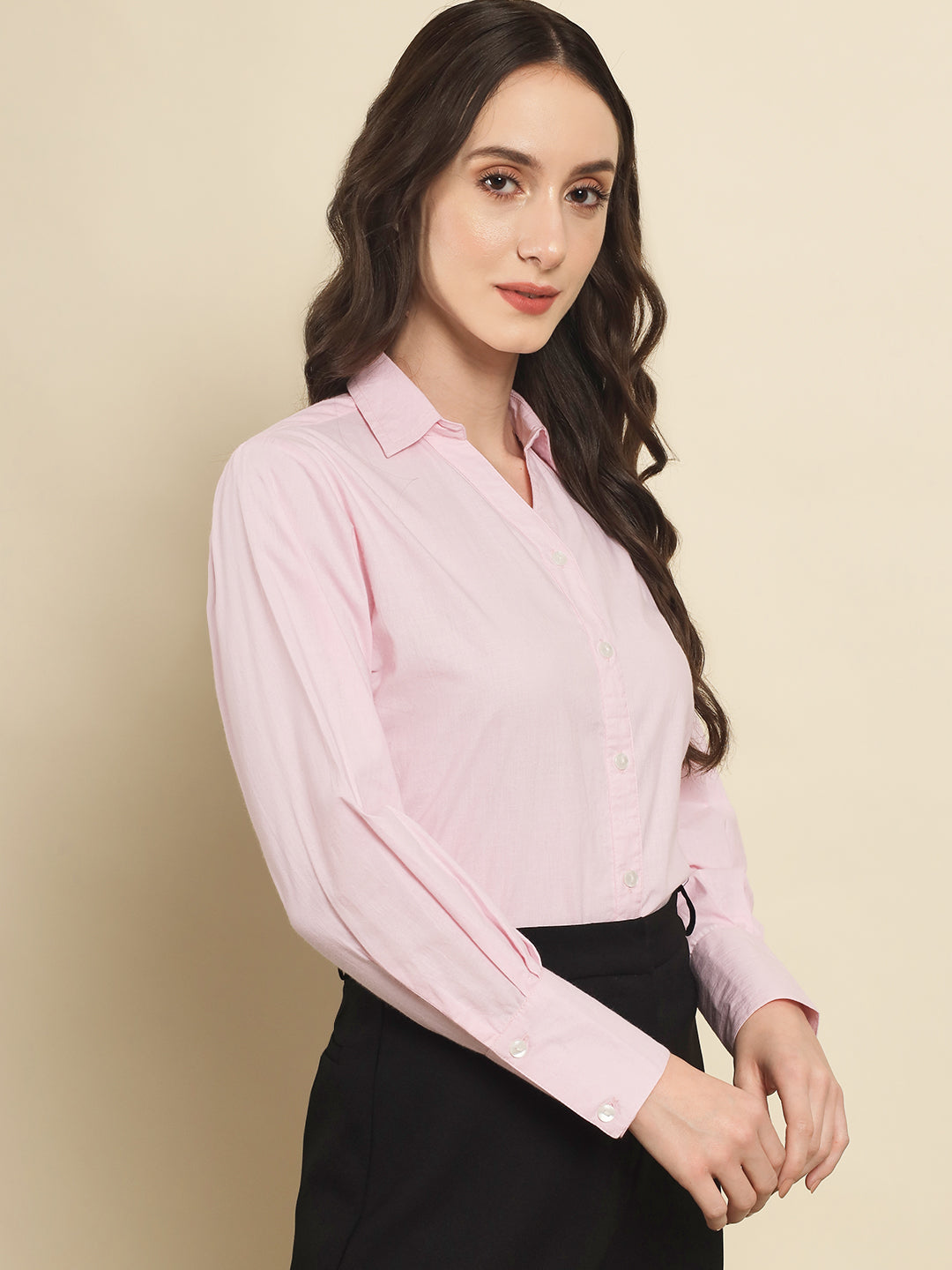 Pink formal best sale shirt women's