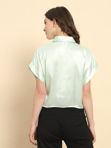 Mint Green Crop Shirt